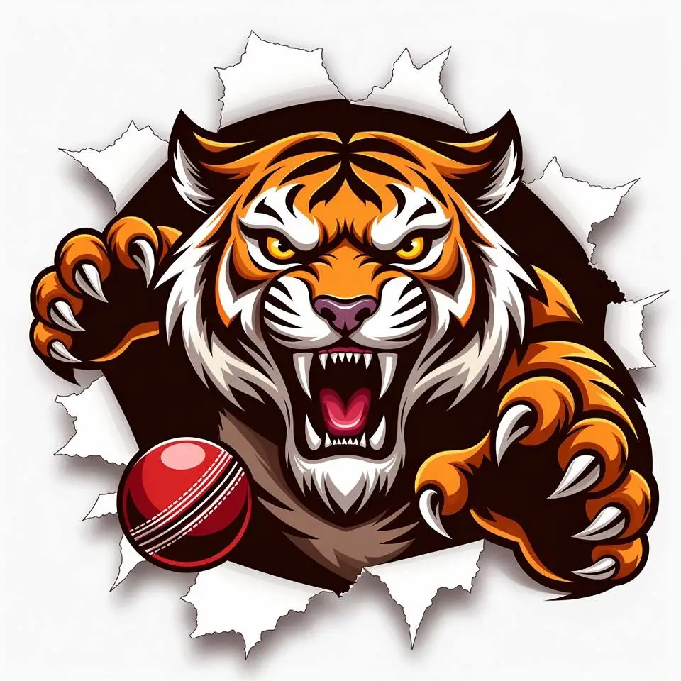 Tiger with cricket ball
