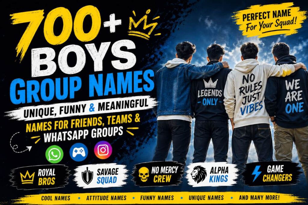 700+ Boys Group Names – Unique, Funny & Cool Names for WhatsApp & Friends