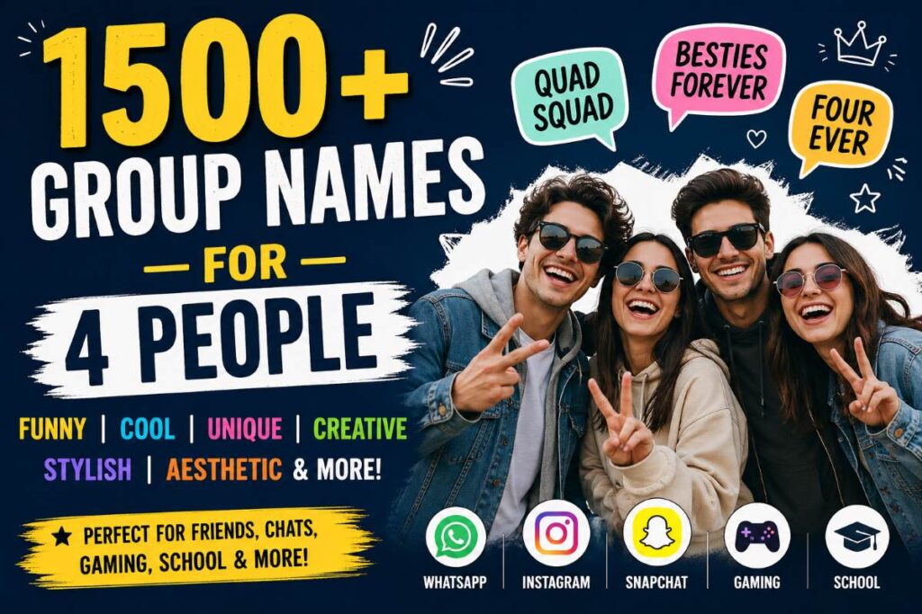 500+ Group Names for 4 People (Funny, Cool & Unique Ideas for Friends & Chats)
