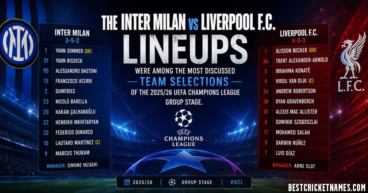 Inter Milan vs Liverpool F.C. Lineups