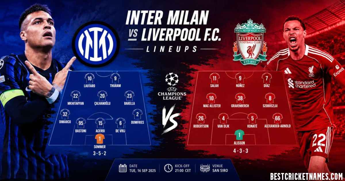 Inter Milan vs Liverpool F.C. Lineups